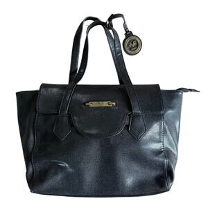 Versace 19v69 Italia Nicoletta Stingray Black Faux Leather‎ Shoulder Tote Bag